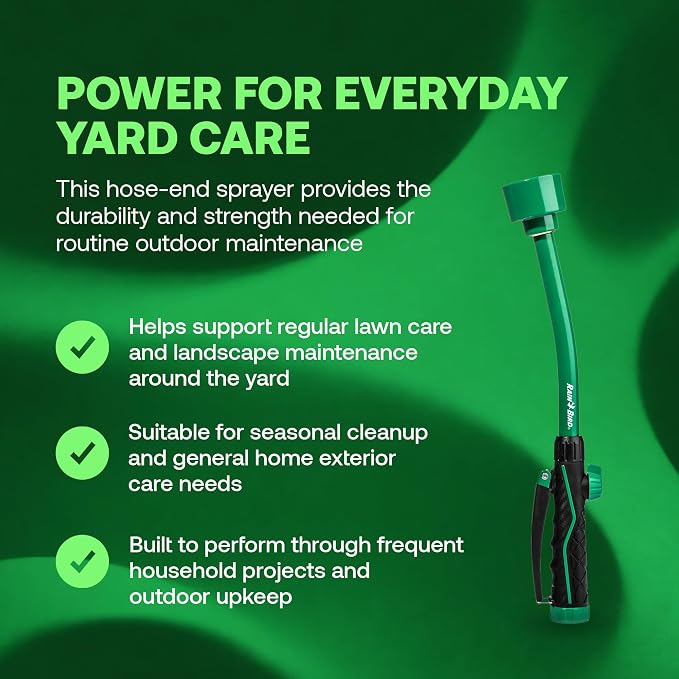 Rain Bird TRNZLWAND16 Watering Wand Garden Hose Nozzle, 16 Inch - Front Trigger Shower Spray Pattern with Flow Control Knob, Trigger Lock, Non-Slip Ergonomic Grip, 3/4 Inch GHT - Green and Black