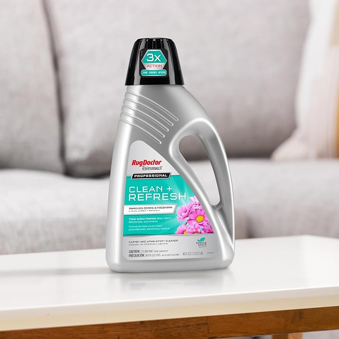 Rug Doctor by BISSELL Clean & Refresh Deep Carpet Cleaner Solution 48 oz | Professional Carpet Shampoo, Triple Action Formula Cleans, Deodorizes and Renews, With a Clean Scent of Spring Oasis