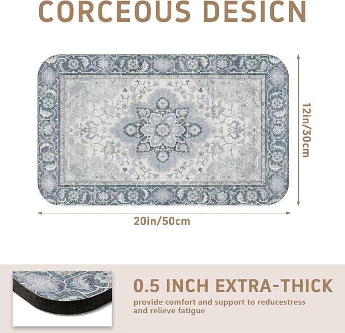 Dish Drying Mat, Vintage Rustic Boho Kitchen Dishes Absorbent Pad, 12x20in | Eco-friendly diatomite with non-slip rubber backing. Super absorbent mat for kitchen counters, coffee bars & sinks