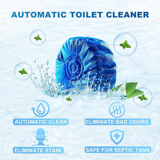 Msvvko Toilet Bowl Cleaner Tablets 40 Pcs, Septic Safe Automatic Toilet Tank Cleaner with Sustained-Release Technology, Powerful Long-Lasting Blue Tabs for Bathroom Stain Remover & Deodorizer