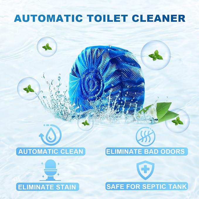 Msvvko Toilet Bowl Cleaners, 100 Pack Blue Tablets | Automatic Continuous Toilet Cleaning, Fresh Scent, Prevents Stains & Odors, Septic Friendly, Hard Water Stain Remove, In Bulk