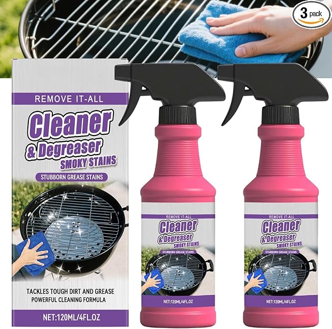 Fast Acting Heavy Duty Grill Degreaser Spray, 2026 New BBQ Grill Cleaner, Multi Functional Grease Remover for Outdoor Grill, Grill Cleaning Spray for Kitchen, Easily Off Oven Cleaner for Home (2 PCS)