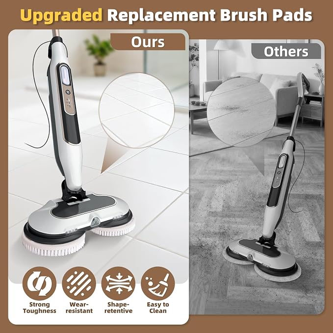 2 Pack Upgraded Steam Mop Brush Pads for Shark Steam & Scrub Mop | Powerful Short Bristle for Deep Clean & Polish Hard Floors, Compatible with Shark S8201, S8001, S8002BRN, S7001 series