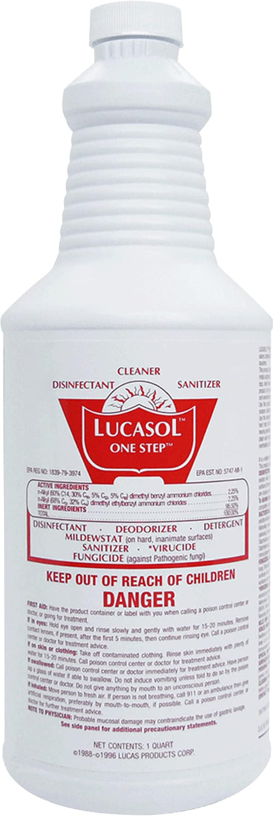Lucasol One Step Disinfectant, 1 Quart (32 Ounce), All Purpose Cleaner Spray For Hospitals, Barber Supplies, Household Essentials, School, Salons, Household Cleaning And More