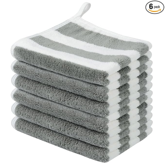 SINLAND Microfiber Facial Cloths Fast Drying Washcloth 12inch x 12inch Absorbent Face Wash Cloth Soft Makeup Remover Cloths