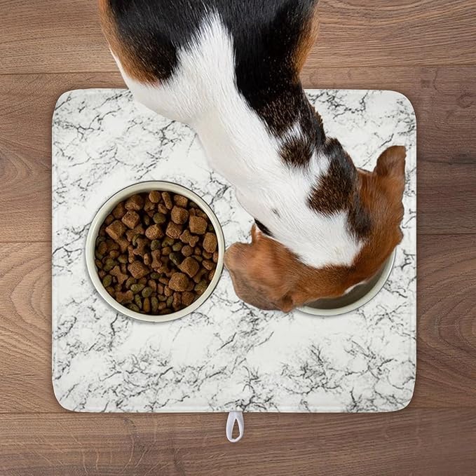 White Grey Marble Dish Drying Mat for Kitchen Counter Modern Marble Pattern Microfiber Dish Drainer Mat Absorbent Washable Drying Pad 16"x18"