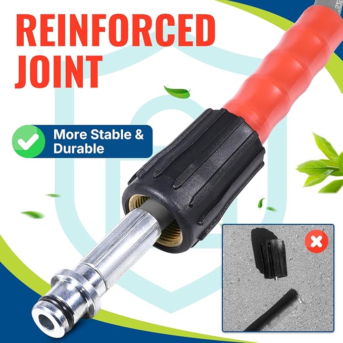YAMATIC Upgraded Flexible Pressure Washer Hose 25FT 1/4", 3200 PSI Non-Kink Replacement with M22-14mm & 3/8" Quick Connect Adapters, Extension for Gas Power Washer Troy-Bilt Ryobi Honda Craftsman