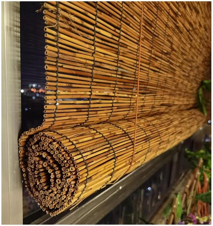Privacy Bamboo Blinds Treatment Outdoor Patio Window Shade Roller Shades for UV Protection Matchstick Blinds Indoor Roman Shades Roll Up Shades Cordless Shutters (Size : 74 inch W x 84 inch H)