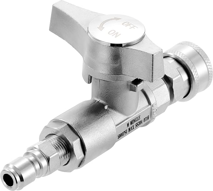 M MINGLE Ball Valve Pressure Washer, 3/8" Quick Connect Shut Off Valve | for Power Washer Hose, 5000 PSI