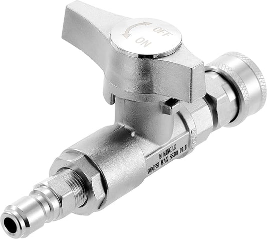 M MINGLE Ball Valve Pressure Washer, 3/8" Quick Connect Shut Off Valve | for Power Washer Hose, 5000 PSI