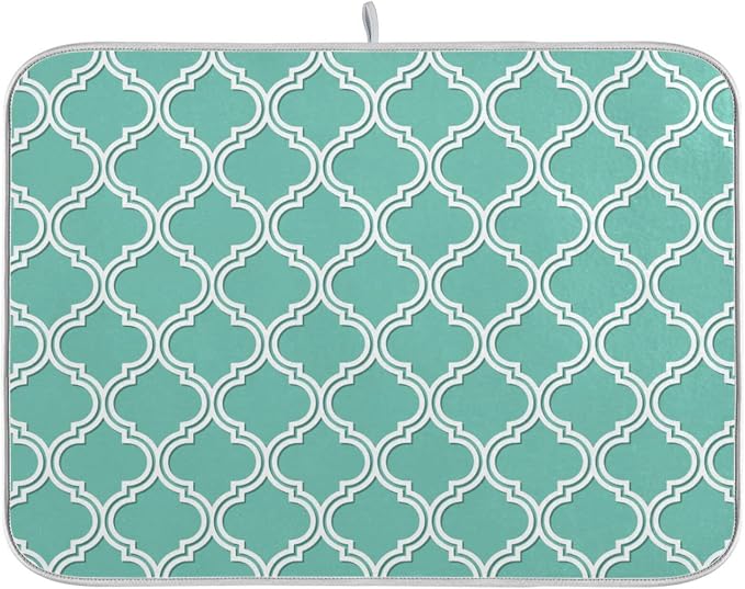 Super Absorbent Dish Drying Mat, Microfiber Fast-Drying Dish Mat, 24" x 18", Kitchen Dish Drying Pad, Seamless Moroccan Pattern