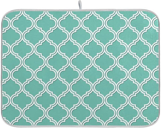 Super Absorbent Dish Drying Mat, Microfiber Fast-Drying Dish Mat, 24" x 18", Kitchen Dish Drying Pad, Seamless Moroccan Pattern