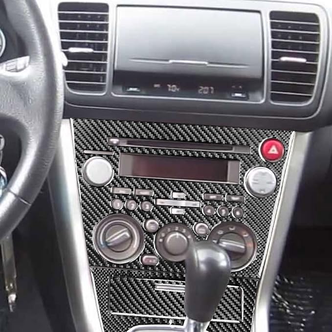 JKYUKU Real Carbon Fiber for Subaru Accessories Center Console Ac Cd Radio | for Legacy/Outback 2005-2009, Black Center Console Ac Cd Radio Control Gear Shift Shifter Panel Sticker, Premium Sporty Look