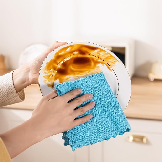 Microfiber Cleaning Cloth, 24 Pack Highly Absorbent Cleaning Rags, Reusable Lint Free Cloths Microfiber Rag for House, Kitchen, Car Care, 11 x12 inch, Multicolor