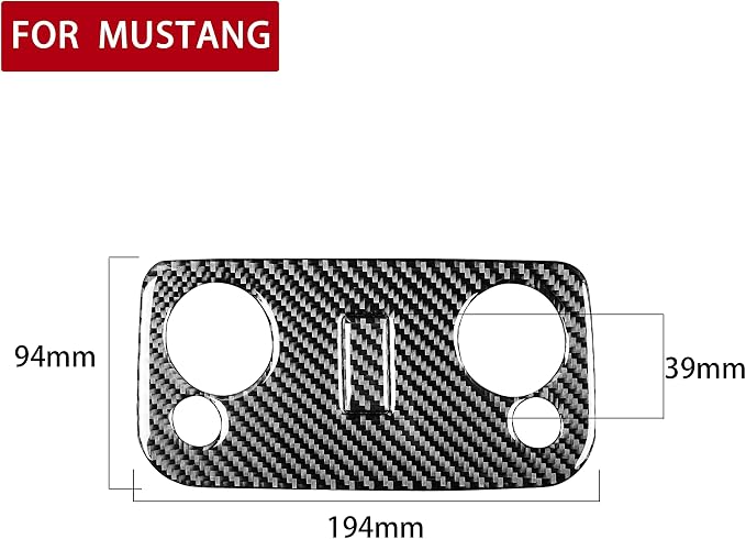 Real Carbon Fiber Trim for Ford Mustang GT Shelby Accessories | for 2005 2006 2007 2008 2009，Roof Reading Lamp Light，Thick Overlay Sticker Decal，2PCs