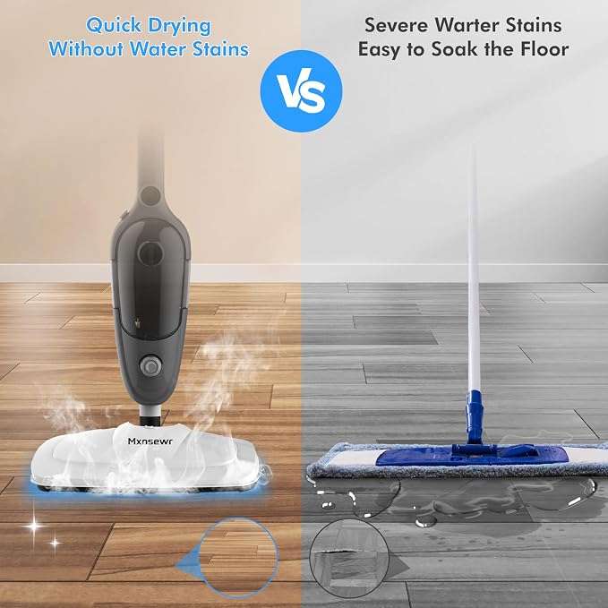 Steam Mop - All-in-one Powerful Handheld Steam Cleaner Detachable Floor Steamer with 11 Accessories, MultiPurpose Steamer for Hardwood Floors, Clothes,Windows,Tiles,Carpet, Whole Home Use(Grey）