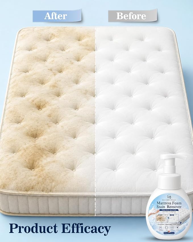 Snowlily Mattress Stain Remover Foam Spray - Multi-Surface Fabric and Upholstery Cleaner, Pet-Safe, Non-Toxic, Quick-Drying for Mattress, Couch, Carpet,300ml