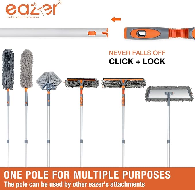 Eazer 65'' Squeegee Window Cleaner 2 in 1 Rotatable Window Cleaning Tool Kit with Telescopic Pole, Window Washing Equipment with Bendable Head for Indoor/Outdoor Window and Car Glass - EAW01 Pro