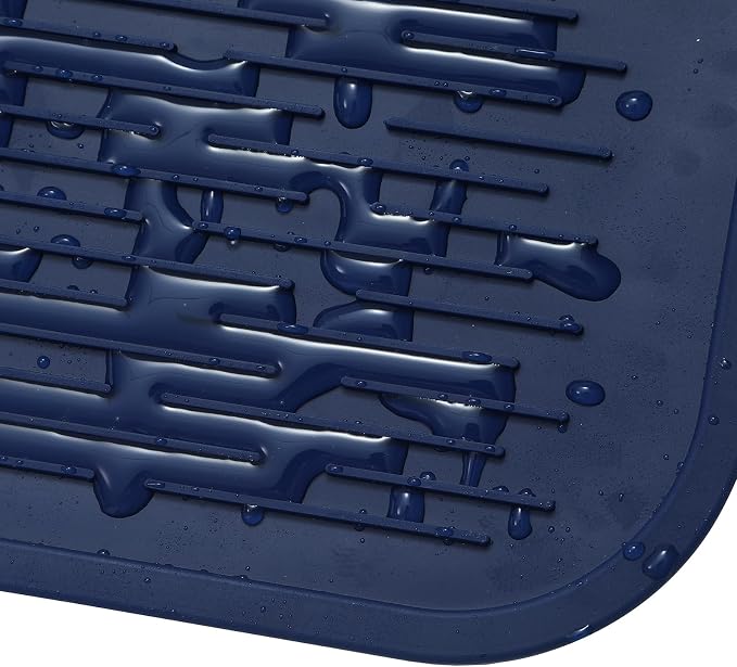 MicoYang Silicone Dish Drying Mat for Multiple Usage,Easy clean,Eco-friendly,Heat-resistant Silicone Mat for Kitchen Counter or Sink,Refrigerator or Drawer Liner Navy Blue 5XL 36inches x 18inches