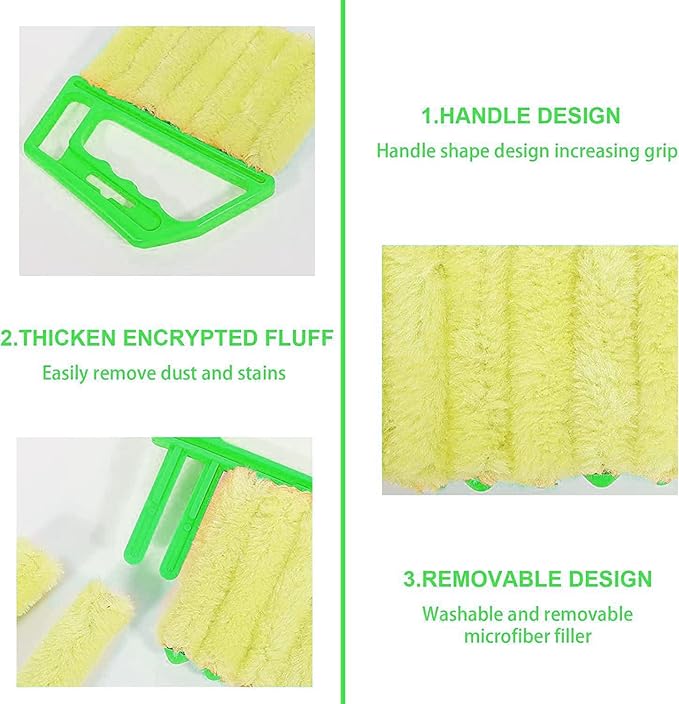 2 Pcs Blind Cleaner - Washable Window Blind Cleaner Duster Tool | Blind Duster for Wood Dlinds Mini Duster Brush Blind Dust Cleaner Venetian Shades Brush Window