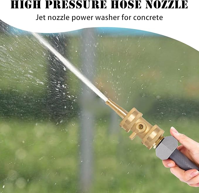 Hourleey 2Pack 2" Jet Sweeper Brass Nozzle for Garden Hose, Heavy Duty Water Hose Sweeper with 3/4" Hose Thread Inlet, for Garden Hose, Car Wash with 2 rubber washers