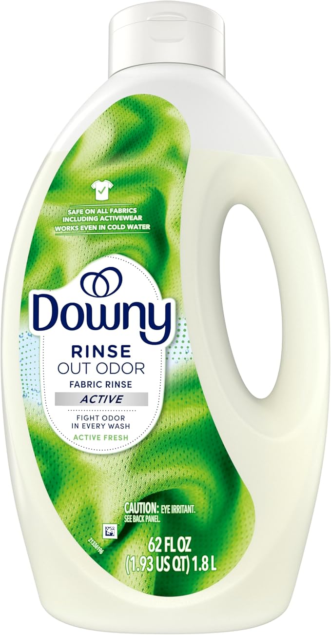 Downy Rinse Laundry Odor Remover, Active Fresh Scent, 62 FL OZ, Fabric Softener and Laundry Odor Removal Rinse