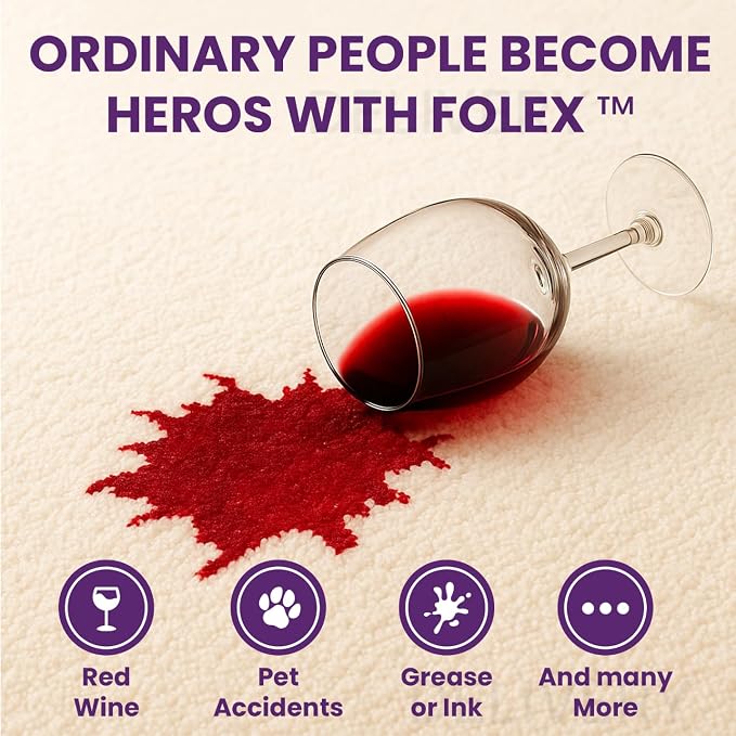 FOLEX Instant Carpet Spot Remover 32 oz – Powerful Stain Remover for Carpets, Upholstery & Rugs – Eliminates Pet Stains, Grease, Red Wine, Food, Makeup & More – With Reusable Cleaning Cloth - 1 Pack