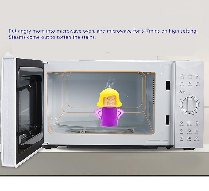 Microwave Oven Cleaner, Angry Mom Microwave Cleaner, Steamer Cleaning with Vinegar and Water, Microwave Oven Cleaner for Kitchen Office (Purple)