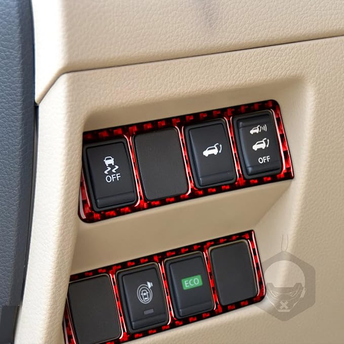 Red Real Carbon Fiber Trim for Nissan Rogue Accessories | for 2014-2020 / Rogue Sport 2017-2022 Driving Mode Select Switch Panel Cover Sticker Interior Thick Overlay Decal