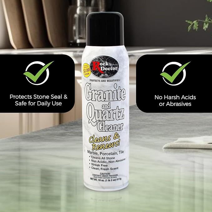 Rock Doctor Granite Cleaner - Cleans& Renews Surfaces - (18 oz) Surface Cleaner Spray, Granite/Marble Countertop Cleaner, Cleaning Spray for Vanity, Table Top, Kitchen Counters, Stone Surfaces