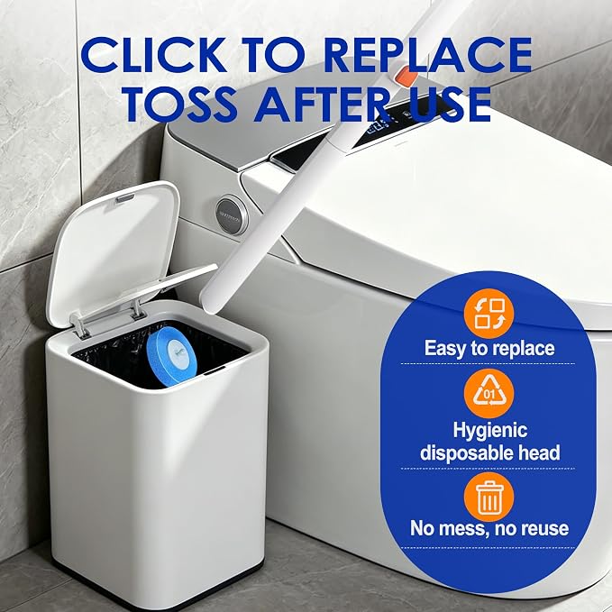 30pcs Disposable Toilet Bowl Brush and Holder, 30 Refills Toilet Bowl Cleaner, Toilet Cleaning Supplies,Toilet Wand Kit, Wall Mounted Toilet Brush for Deep Cleaning, Hygienic Bathroom Maintenance
