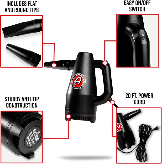 Adam's Polishes Mini Air Cannon - Handheld High Powered Filtered Car Wash Dryer Blower| Dry Before Car Cleaning, Car Detailing, Car Wax, or Ceramic Coating | Auto Tool Kit Gift Boat RV Motorcycle
