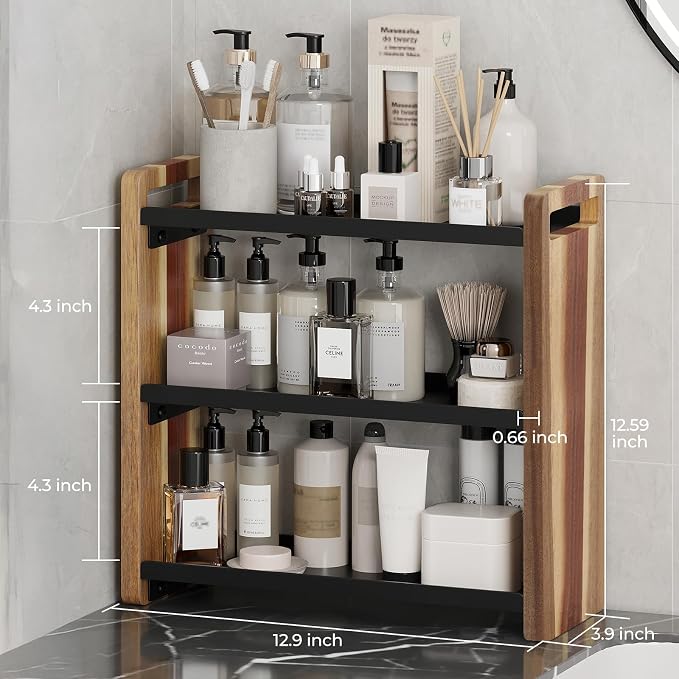 Bathroom Counter Organizer,Bathroom Counter Shelf,Bathroom Organizers,Organizers and Storage,Under Sink Organizer,Cologne Organizer For Men,Cologne Cabinet,Vanity Shelf(Acacia 3 Tier)