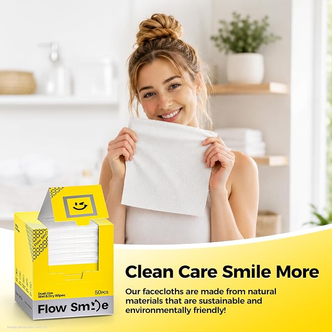 Disposable Face Towels, 200 Ct Extra Thick Dry Wipes for Sensitive Skin | Face Towels with Lint-Free Softness. Unscented Biodegradable Dry Wipes for Makeup Removal , Cleansing , Travel and Daily Use