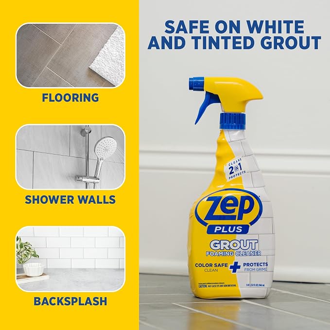 Zep Grout Cleaner and Brightener - ZU104632 - Deep Cleaning Formula Plus Grout Foaming Cleaner - R54212-2-in-1 benefits Deep Clean plus Everyday Clean & Protect