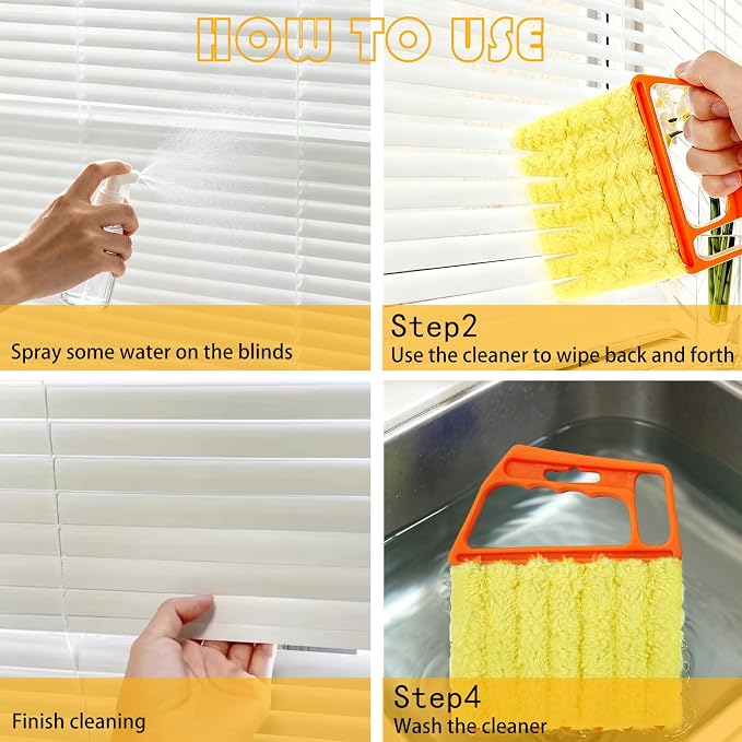 2 Pcs Blinds Cleaner Duster Tool 7 Finger Microfiber Washable Mini Window Dusters for Cleaning Dust Remova for Window Air Conditioner Vent Fans Venetian Shades Wood Blinds Dust Dirt