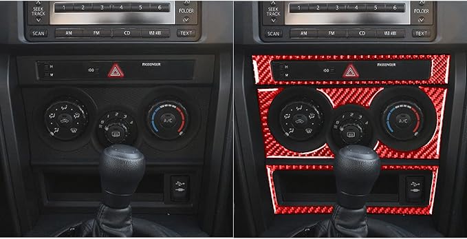 Red Real Carbon Fiber Car Interior Central Console Panel Trim Stickers Kit Compatible with Scion FR-S 2013 2014 2015 2016 / Toyota 86 2017 2018 2019 2020 Accessories Decals Type-B