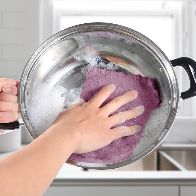 UMANI 12 Pack Kitchen Dish Cloths, Ultra Soft Absorbent Quick Drying Dish Towels, Nonstick Oil Microfiber Cleaning Cloth, Machine Washable Coral Fleece Cleaning Rags (Purple)