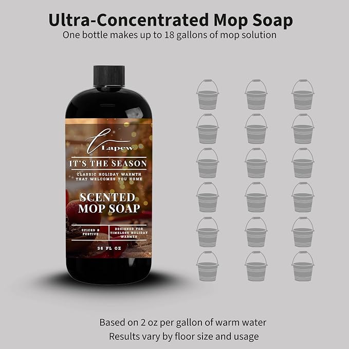 Lapew It's The Season Scented Mop Soap - Luxury Floor Cleaner Concentrate for Mopping Tile, Laminate, Vinyl & Hardwood | Streak-Free, Low-Foam | 36 oz