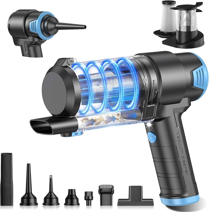KMM Handheld Car Vacuum Cleaner, 16000PA Air Duster & Hand Held Vacuum | 120W High Power, Cordless, Portable, Rechargeable with Multi-Nozzles & LED Light for Home, Car, Office, Pet