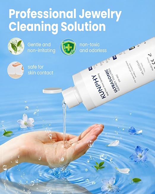 kunphy Jewelry Cleaner Solution -Ultrasonic Cleaner Solution for Gold, Silver, Platinum Diamonds and Non-Porous Precious & Semi-Precious Jewelry 4 oz(120ml)