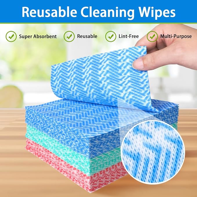 AIDEA Cleaning Wipes, Reusable Paper Towels, Disposable Towels, Domestic Wipes for Dish&Kitchen, 50 Count Multi-Purpose Cleaning Dish Rags, 12 * 12 Inch