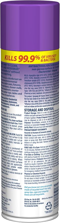 Sprayway All Purpose Cleaner Foaming Spray | Lavender Scent | 19oz | 6 Pack | Disinfectant, Foaming Multi-Surface Cleaner, Cuts Grease & Grime | Kills 99.9% of Germs
