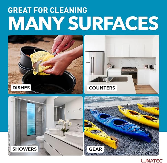 Lunatec® Odor-Free Kitchen Dishcloths. A Scrubber and scouring pad for All Surfaces. Safe for Non-Stick. (6-Pack)