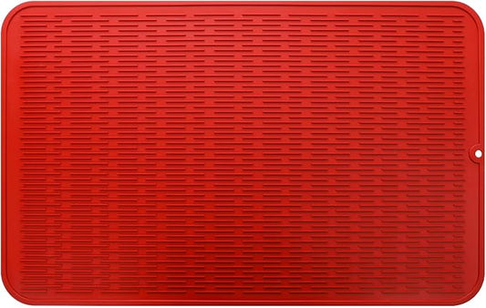MicoYang Silicone Dish Drying Mat for Multiple Usage,Easy clean,Eco-friendly,Heat-resistant Silicone Mat for Kitchen Counter or Sink,Refrigerator or Drawer Liner Red 3XL 28 inches x 18 inches