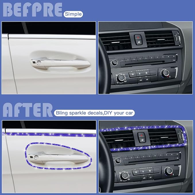 Kingdder 16.4 ft Bling Car Trim Self Adhesive Bling Car Accessories for Women Rhinestone Strip Glitter Diamond Sticker DIY Line Molding Dashboard Decal Shiny Auto Stuff for Interior Exterior Decor