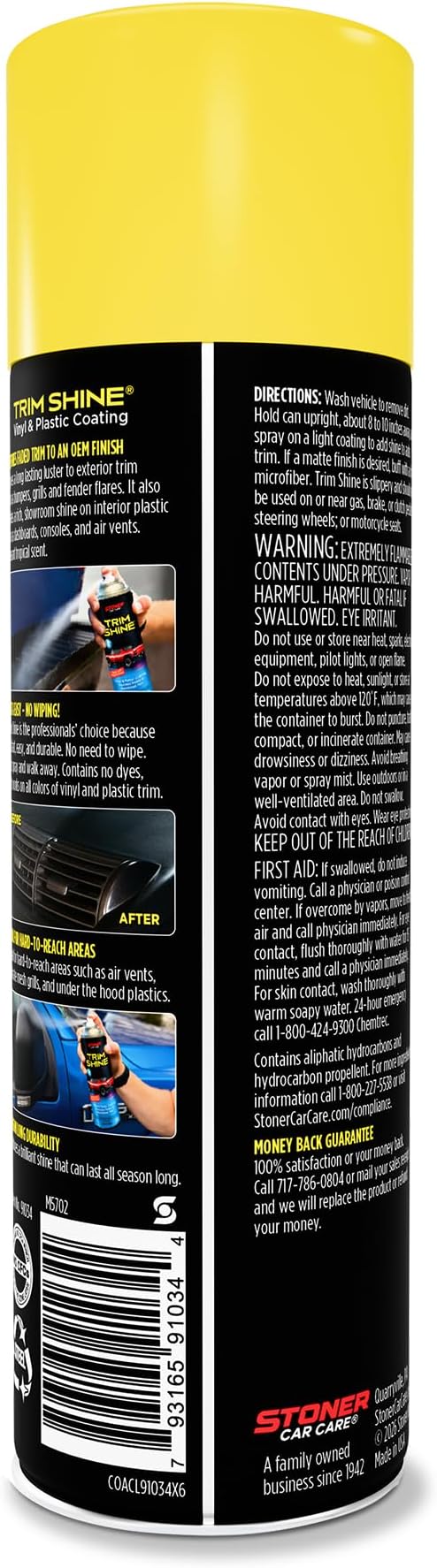 Stoner Car Care 91034-6PK Trim Shine – Black Trim and Plastic Restorer for Cars – Vinyl and Plastic Trim Protectant Coating for Interior and Exterior Use – Fast-Drying No Sling – 12 oz (Pack of 6)