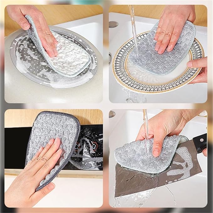 Fuiyuqa Multipurpose Wire Dishwashing Rags for Wet and Dry, Reusable Wire Miracle Cleaning Cloths, Round Wire Washing Cloth, Non Scratch Wire Dishcloth for Kitchen, Sinks, Pots, Pans (5PCS)