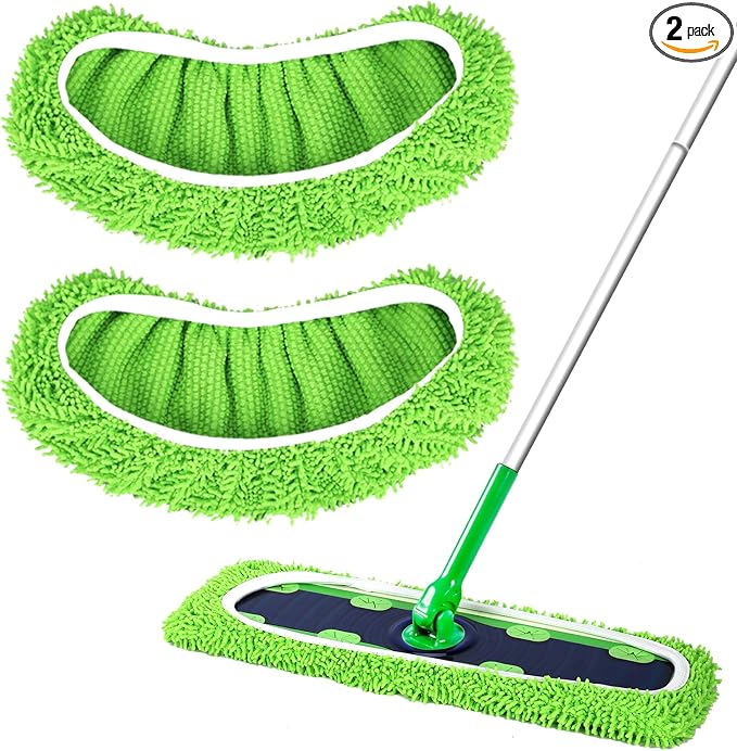 2 Pack Reusable Microfiber Mop Pads Compatible with Swiffer XL Mop | XL Dry Sweeping Cloths & XL Wet Pads Refills for Swiffer, X-Large Heavy Duty Mop Pads for Floor Mopping and Sweeping (No Mop)