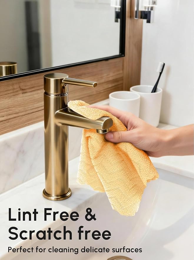 Microfiber Cleaning Cloths Roll, 75 Pack Tear Away Microfiber Towels Roll, 12" x 12" Lint Free Rags, Reusable Cleaning Cloths, Washable, Scratch Free,Ultra Absorbent Dish Rags(Orange Ripple)